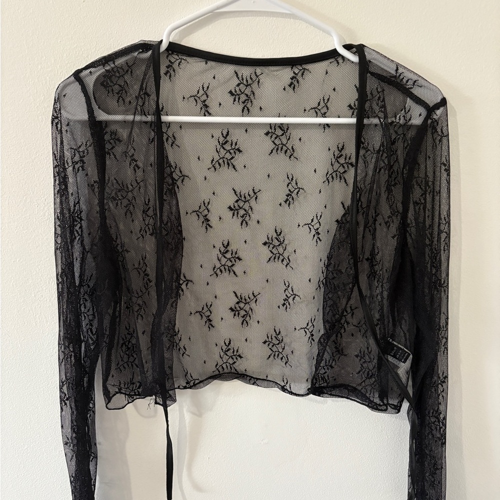 SHEIN Black Lace Sheer Top